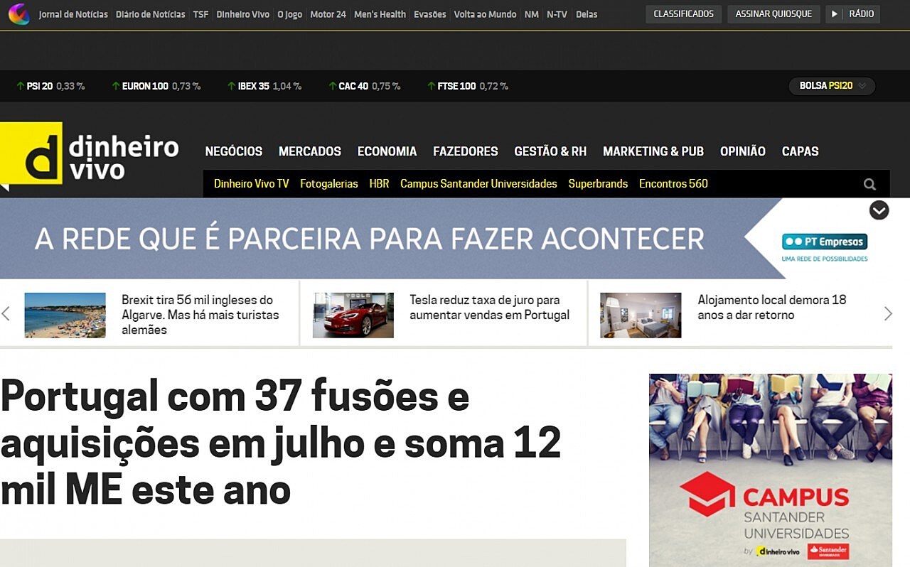 Portugal com 37 fuses e aquisies em julho e soma 12 mil ME este ano